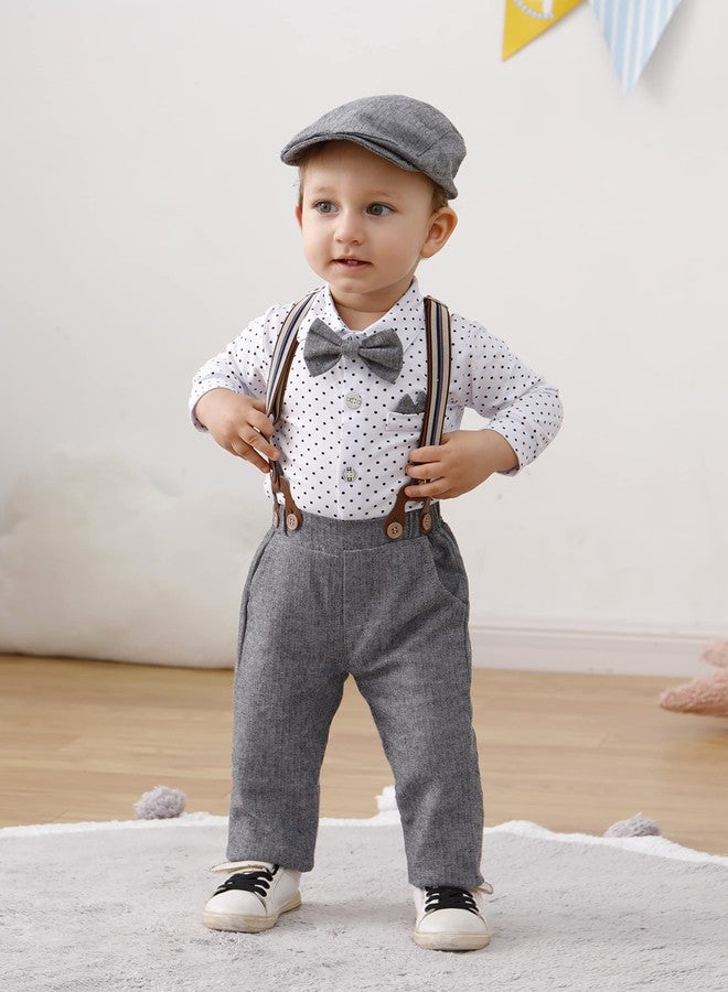 nilikastta Baby Boy Formal Outfits Baby Boy Wedding Outfit Baby Suits For Boys Dress Shirt/Bowtie/Suspender Pants Set 0-3Months - Image 3