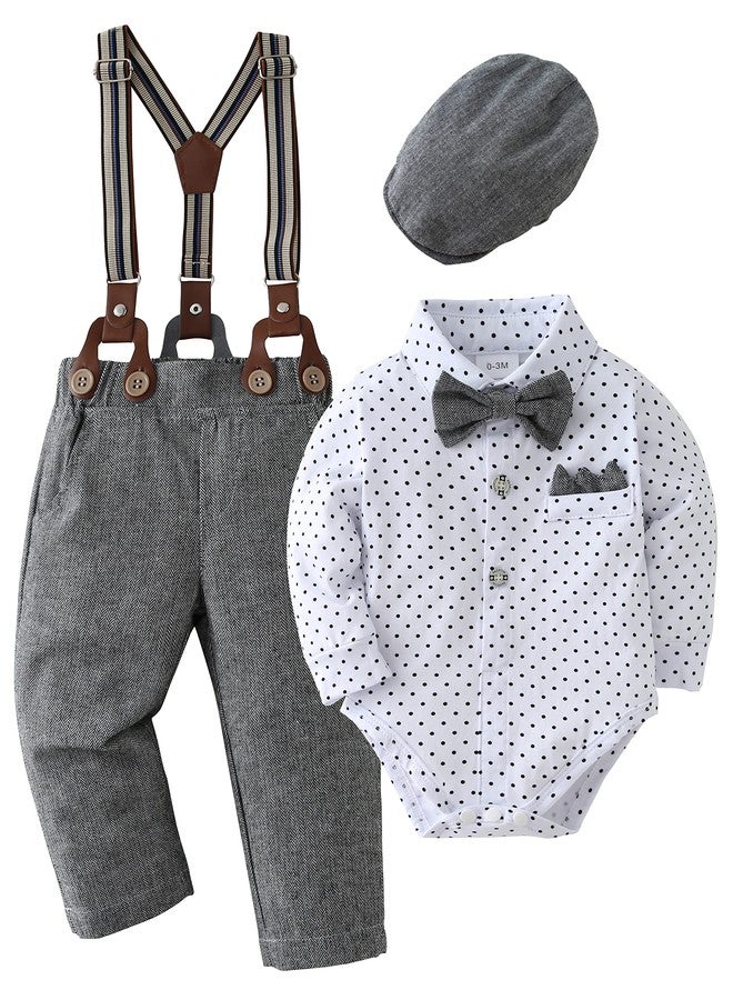 nilikastta Baby Boy Formal Outfits Baby Boy Wedding Outfit Baby Suits For Boys Dress Shirt/Bowtie/Suspender Pants Set 0-3Months - Image 1