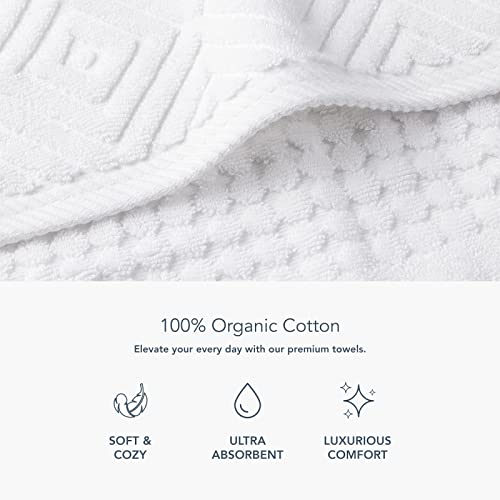 TexereSilk Texere 100% Organic Cotton Diamond Jacquard 700 GSM Luxury Bath Towel Sets - Ultra Soft and Absorbent Hotel and Spa Quality (Diamond, Bright White, 4 Bath Towels) - Image 2