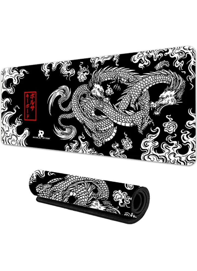 Rock Pow - Japanese Dragon Large Gaming Mousepad Keyboard Gamer Mouse Pad on The Table Speed Desk Mat Anime 800 * 300 * 3mm Mouse Mats - Image 1