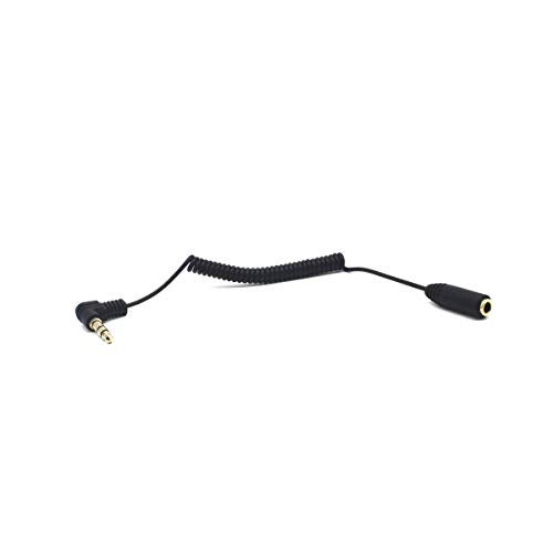 kework 30cm 3.5mm TRS Extension Audio Coiled Cable, 90 Degree Angle Male to Straight Female 1/8" 3.5mm 3 Pole Jack Stereo Headphone Aux Spring Spiral Cord, 2 Pack, OD 1.5mm - Image 4