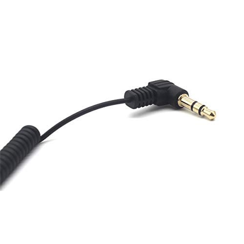 kework 30cm 3.5mm TRS Extension Audio Coiled Cable, 90 Degree Angle Male to Straight Female 1/8" 3.5mm 3 Pole Jack Stereo Headphone Aux Spring Spiral Cord, 2 Pack, OD 1.5mm - Image 2