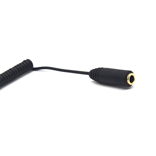 kework 30cm 3.5mm TRS Extension Audio Coiled Cable, 90 Degree Angle Male to Straight Female 1/8" 3.5mm 3 Pole Jack Stereo Headphone Aux Spring Spiral Cord, 2 Pack, OD 1.5mm - Image 3