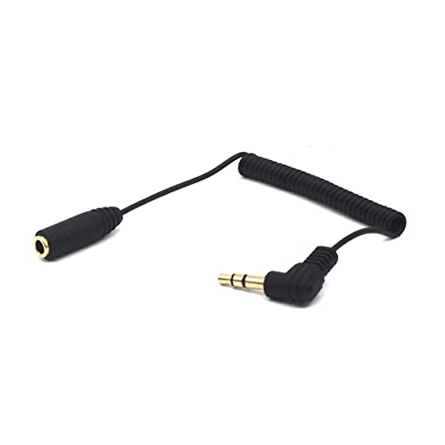kework 30cm 3.5mm TRS Extension Audio Coiled Cable, 90 Degree Angle Male to Straight Female 1/8" 3.5mm 3 Pole Jack Stereo Headphone Aux Spring Spiral Cord, 2 Pack, OD 1.5mm - Image 5