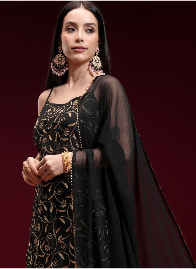 Vishudh Women Black Kurta Set with Trousers and Dupatta by Styli  - Image 1