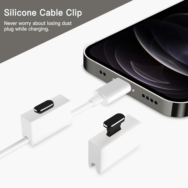 Estaur TITACUTE 2 Pack Anti Dust Plugs for iPhone 14 Pro Max 13 11 12 X XS XR X 8 7 Plus 6s 6 5 SE Dust Cover 8 Pin Dust Plug + Mini Storage Box iPhone Charging Port Plugs for AirPods Pro iPad Mini Air Black - Image 2