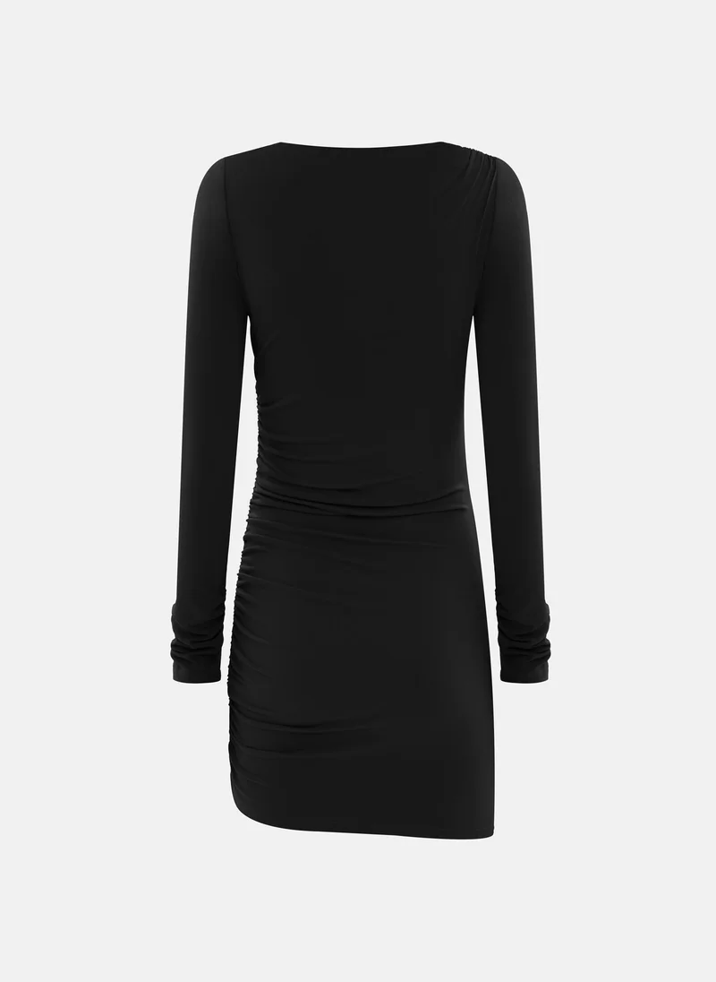 Lichi  Viscose mini dress with asymmetric small pleats for Women | Best Price UAE