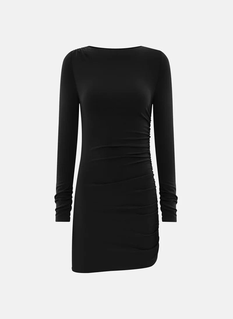 Lichi  Viscose mini dress with asymmetric small pleats for Women | Best Price UAE