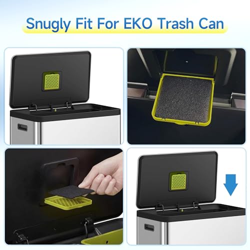 XBWW 20 Packs 3.15x3.15x0.32 Inch Odor Absorbing Filter Refills for EKO Trash Cans, Activated Charcoal Deodorizer Compatible with EKO Step & Touchless Garbage Cans with Built-in Filter Compartment - Image 2