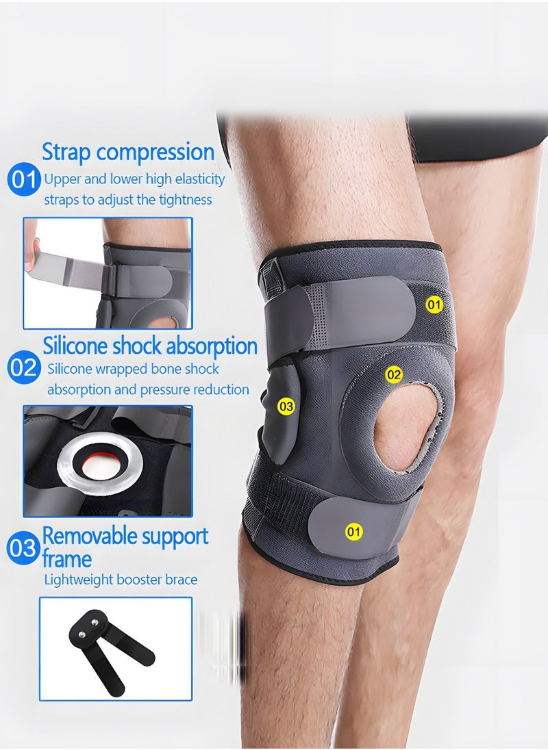 GROIC - Knee Braces for Knee Pain with Side Stabilizers,Non Slip Adjustable Knee Support for Joint Pain Relief, Injury Recovery, High-Level Support For Arthritis, ACL, LCL, MCL - Image 1