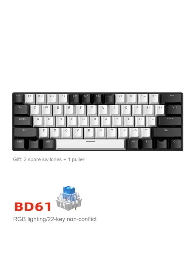 BD61 - RGB Hot-Swappable Mechanical Gaming Keyboard with Detachable Cable - Blue and Red Switches - Image 1
