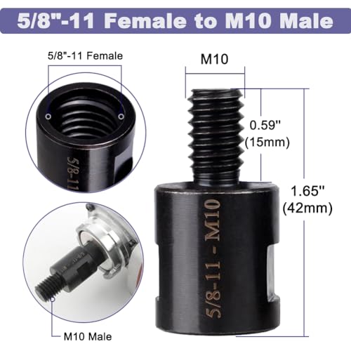 Saipe 2Pcs Angle Grinder Converter Adapters 5/8"-11 Female to M14/M10 Male, Attachments Interface Connector Thread for Polisher Drill Bit Connecting Tool - Image 2