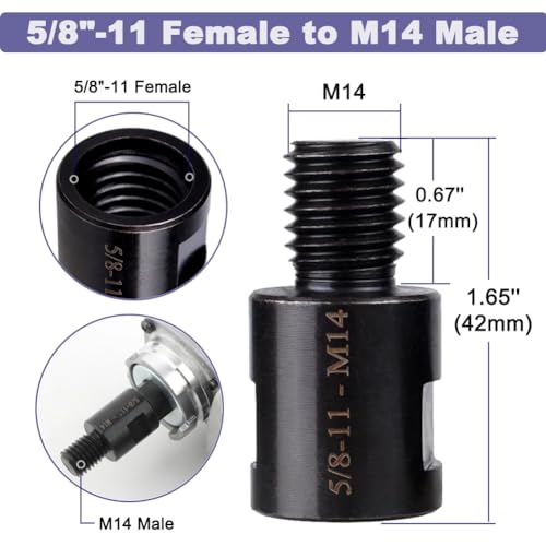Saipe 2Pcs Angle Grinder Converter Adapters 5/8"-11 Female to M14/M10 Male, Attachments Interface Connector Thread for Polisher Drill Bit Connecting Tool - Image 3