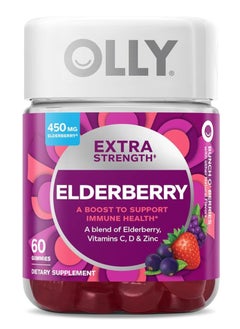 OLLY Extra Strength Elderberry Gummies Immune Support, 450mg Elderberry 60 Count 