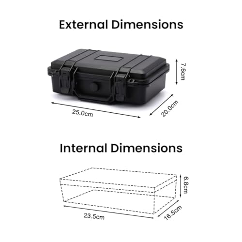 Serplex® Waterproof Hard Carry Case Bag Tool Box With Pre-cut Sponge Storage Box Shockproof Organizer Empty Hard Case for Jewelry, Camera Accessories, Electronics (250x200x76mm) - Image 2