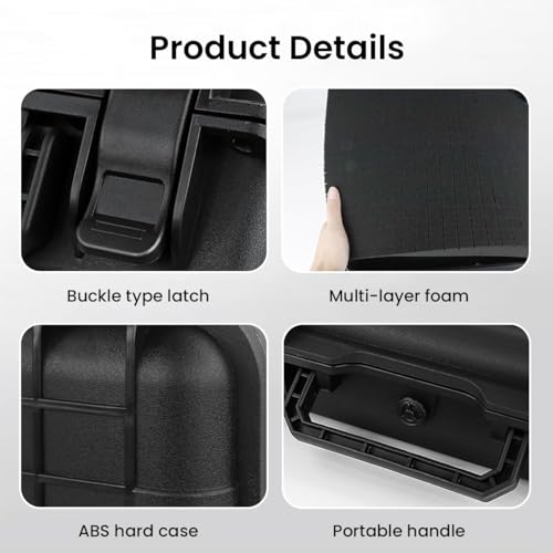 Serplex® Waterproof Hard Carry Case Bag Tool Box With Pre-cut Sponge Storage Box Shockproof Organizer Empty Hard Case for Jewelry, Camera Accessories, Electronics (250x200x76mm) - Image 4