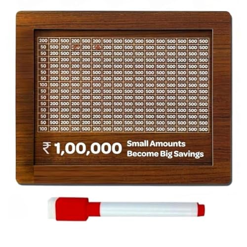 Radiant Wooden Money Saving Box for Kids & Adults, Coin Box, Savings Box, Piggy Bank, Smart Money Box, Wooden Coin Box, Money Saver, Piggy Bank with Numbers, Target 100000 Rupees Savings Box - Image 1