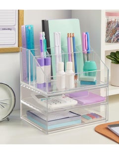 STORi STORi Chloe Stackable Clear Makeup Holder and Double Organizer Drawer Set | Organize Cosmetics and Beauty Supplies | Made in USA  - Image 3