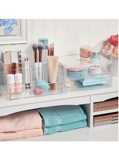 STORi STORi Chloe Stackable Clear Makeup Holder and Double Organizer Drawer Set | Organize Cosmetics and Beauty Supplies | Made in USA  - Image 4