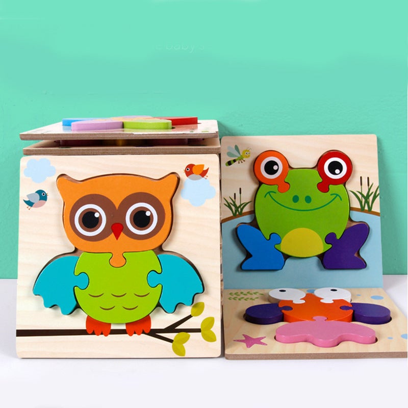 Popular Wooden 3D Wooden Board Kidsren'S Matching Puzzle Toddler Enlightenment Building Blocks Educational Toys - Image 4
