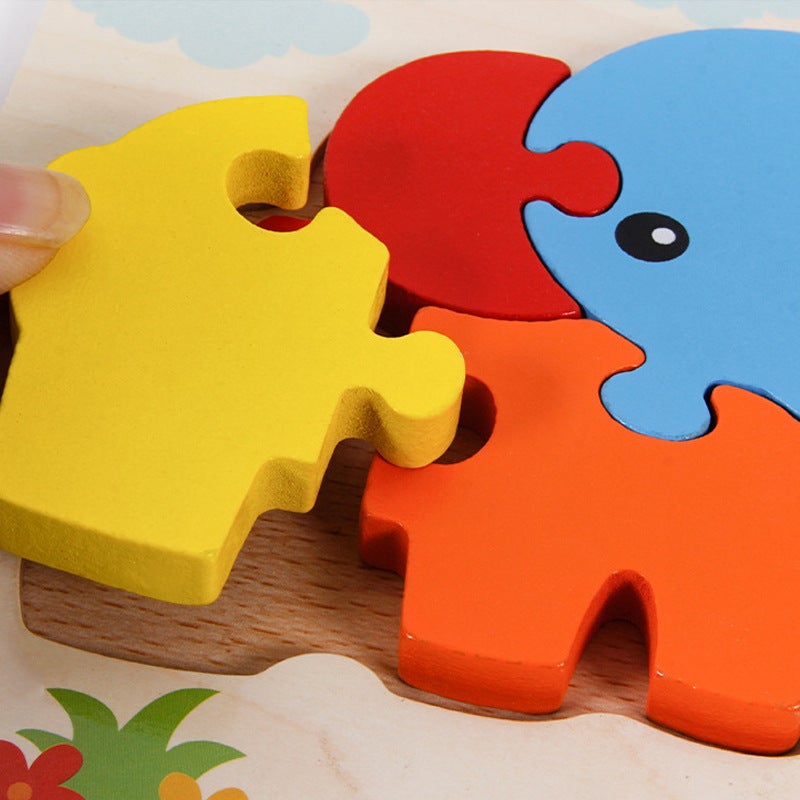 Popular Wooden 3D Wooden Board Kidsren'S Matching Puzzle Toddler Enlightenment Building Blocks Educational Toys - Image 5
