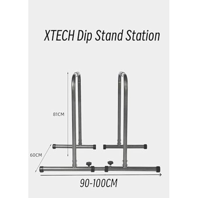Xtech Dip Stand Station, Adjustable Dip Station For Strength Training, Heavy Duty Steel Parallel Push Up Stand, Home Gym Fitness Workout Dip Bar Station, Tricep Dips, Push-Up, Loading Capacity 200Kg ﻿ - Image 2