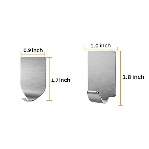 Newraturner Adhesive Hooks, 32-Pack Heavy Duty Wall Hooks Stainless Steel Waterproof Hangers for Kitchen, Bathroom, Bags, Towel, Coat, Keys, Robe, Home, Offices (16 Small + 16 Big) (Hooks - 32p) - Image 4