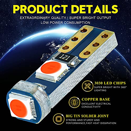 DODOFUN Red T5 37 74 LED Bulb with Twist Lock Socket PC74 PC37 Dashboard Instrument Panel Gauge Cluster Light Pack of 10 - Image 3