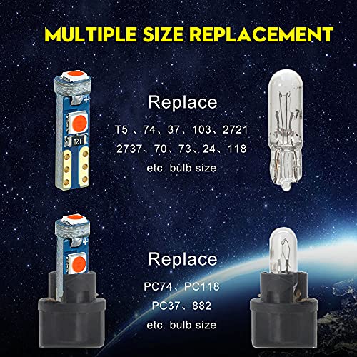 DODOFUN Red T5 37 74 LED Bulb with Twist Lock Socket PC74 PC37 Dashboard Instrument Panel Gauge Cluster Light Pack of 10 - Image 4