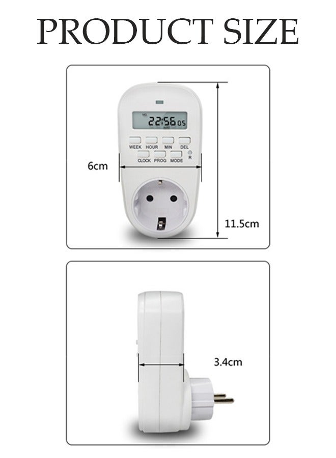 Digital Light Timer Plug, Outlet Timer Socket LCD Display 20 Programmable Switching Programs 24 Hours  7 Days Energy Saving Timer Socket Plug-in Timer for Electrical Appliances