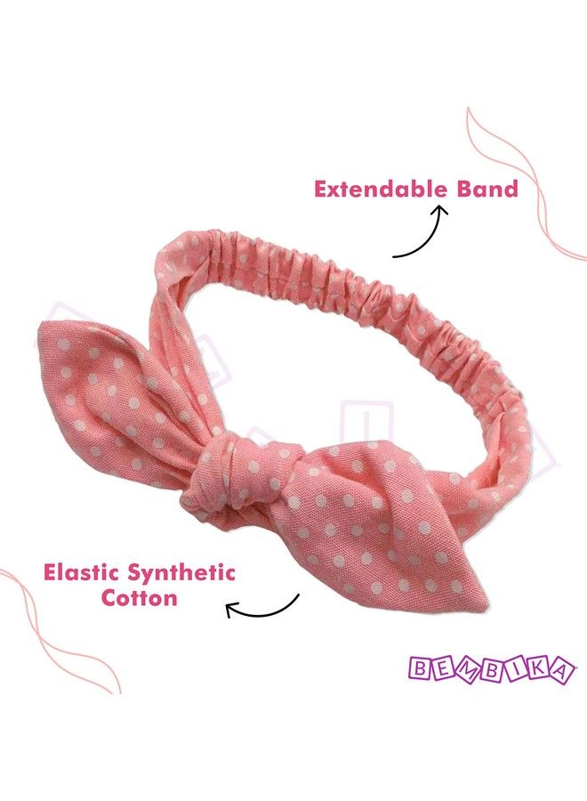 BEMBIKA Printed Bow Headband For Baby Girl Hair Accessories For Girls Baby Headband Pink Dotted - Image 5