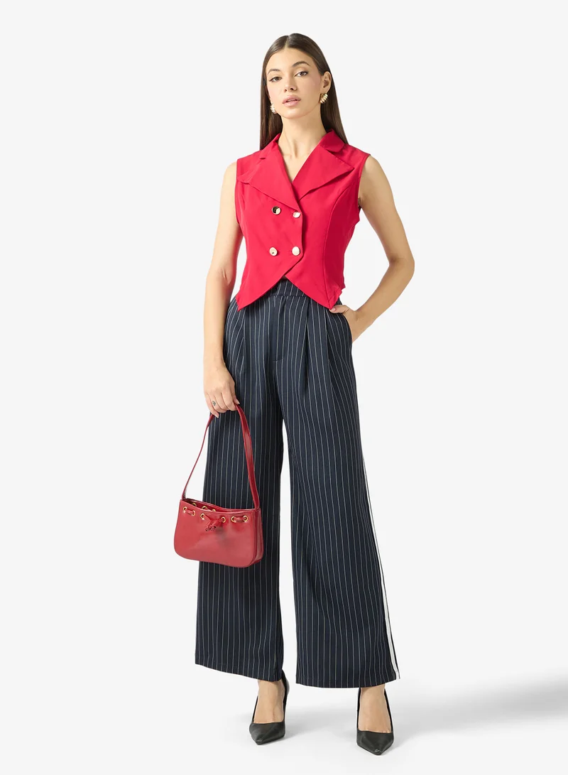 ELLA Pinstripe Trouser With Contrast Piping