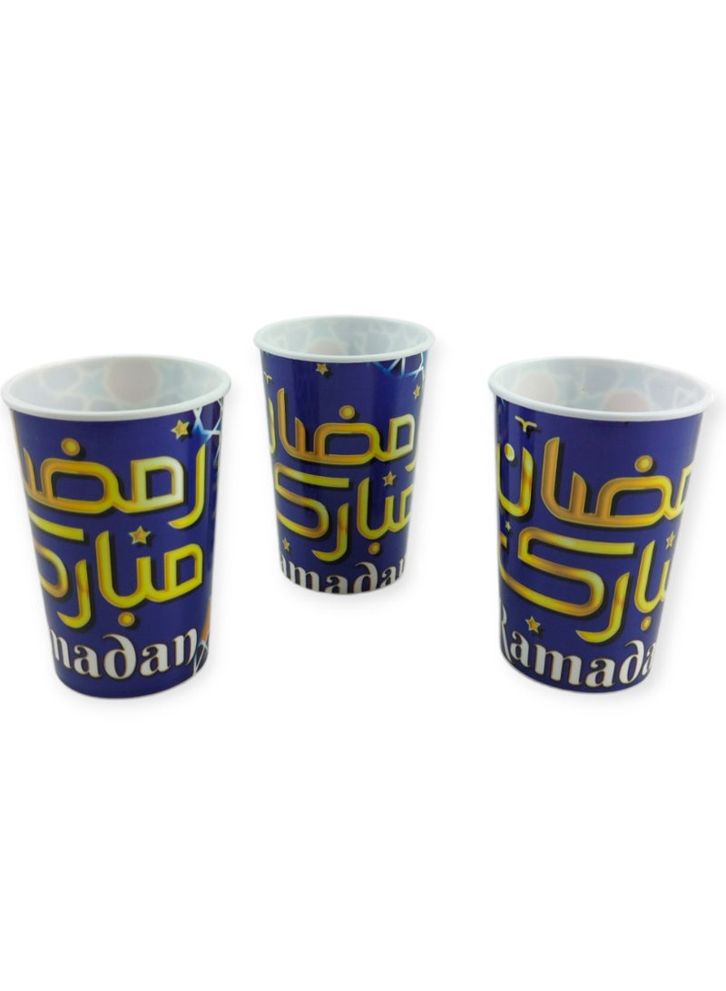 أكواب رمضان البلاستيكية القابلة لإعادة الاستخدام - 3 قطع.  - Image 3