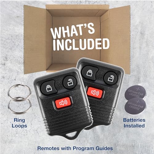 KeylessOption Key Fob Replacement 3-Button for 2005 2006 2007 2008 2009 2010 2011 2012 2013 2014 2015 Ford F150 Explorer Ranger Mustang Lincoln Mazda Mercury Keyless Entry Remote Car Control - 2 Pack - Image 2