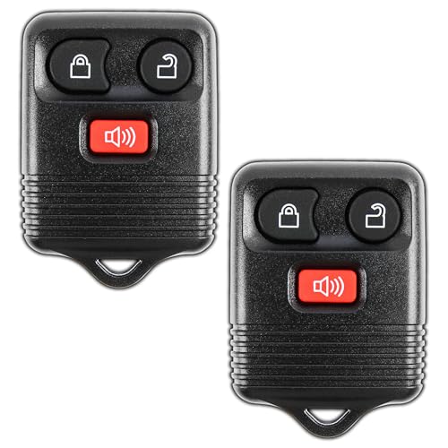 KeylessOption Key Fob Replacement 3-Button for 2005 2006 2007 2008 2009 2010 2011 2012 2013 2014 2015 Ford F150 Explorer Ranger Mustang Lincoln Mazda Mercury Keyless Entry Remote Car Control - 2 Pack - Image 1