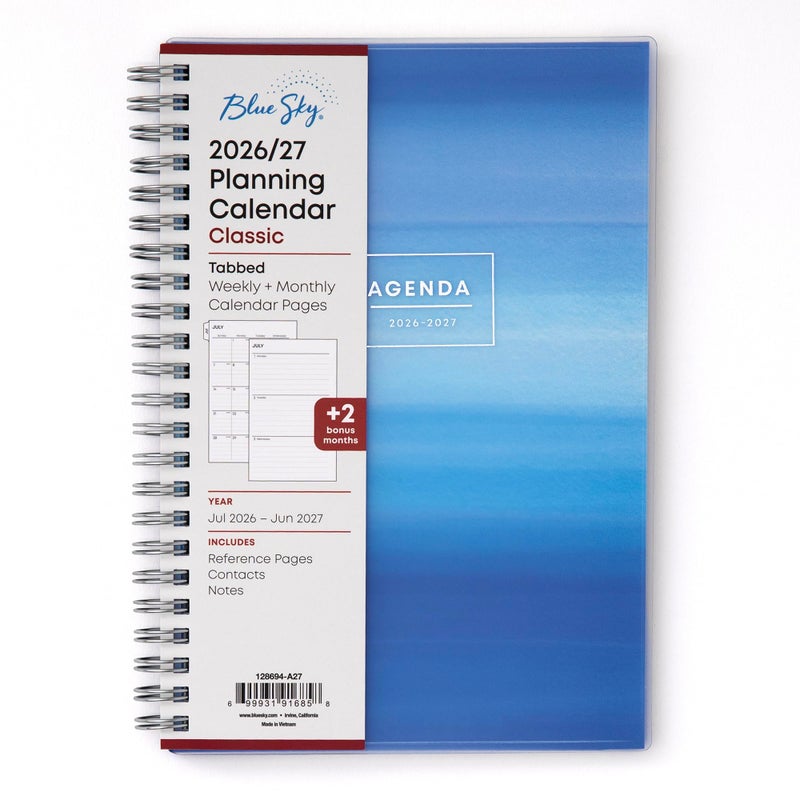Blue Sky 2026-2027 Weekly and Monthly Academic Year Planner Calendar, July 2026 - June 2027, 5" x 8", Flexible Cover, Wirebound, Laminated Tabs, Chanson - Image 1