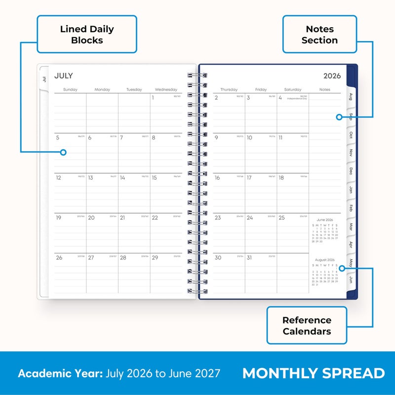 Blue Sky 2026-2027 Weekly and Monthly Academic Year Planner Calendar, July 2026 - June 2027, 5" x 8", Flexible Cover, Wirebound, Laminated Tabs, Chanson - Image 4