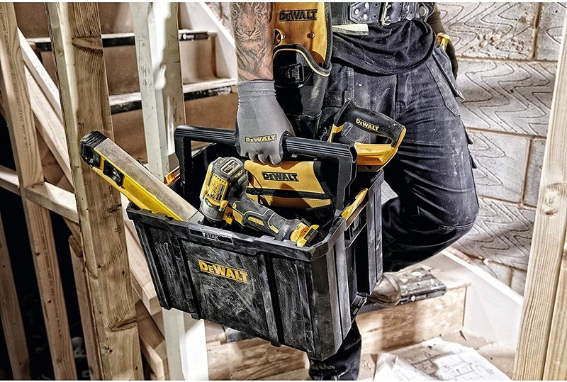 DEWALT DWST171228 TSTAK Tote Tool Box With Handle Large Interior For Bulk Storage Folded Ergonomic Carry Handle 10 Kg Weight Capacity 265L Volume Capacity 1 Year Warranty 44x32x275 cm - Image 4