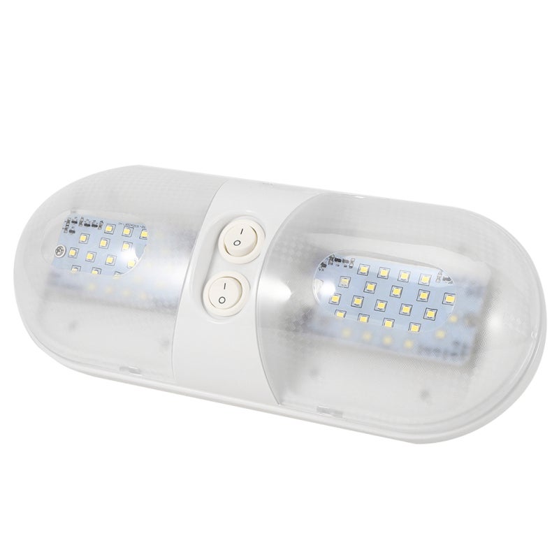 12V Dome Light: 2 Independent LED Lights, 60000+ Hours Lifespan - Wear-Resistant ABS Shell, Energy-Saving 3528 SMD LED Ceiling Lamp for RV, Camper, Boat, Trailer, Car Interior Use - Image 2