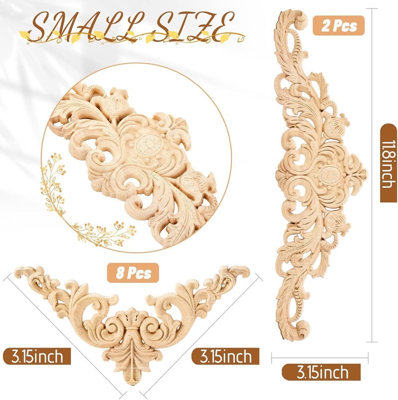 Zikra Wood Appliques Onlays Decorative Wood Applique DIY Wood Appliques and Onlays for Bed Door Cabinet Wardrobe Furniture Decoration(10 Pieces) - Image 2