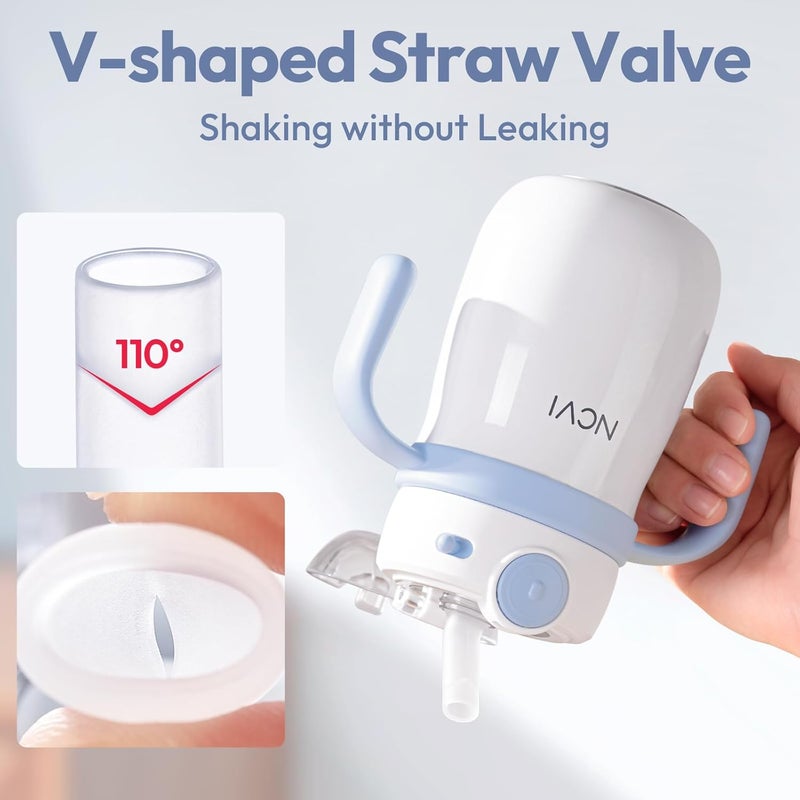 NCVI Kids Stainless Steel Straw Cup for Toddler 13 Years Old Training Tumbler with Straw Spill Proof with Handle Insulated Bottle to Keep Cold Warm for WaterMilkDrink Blue 10floz - Image 5