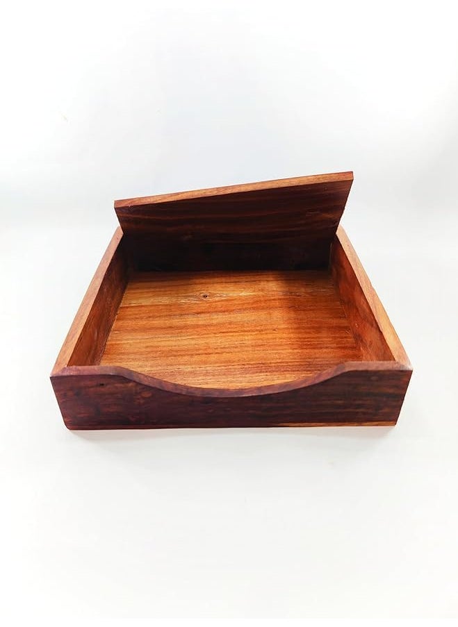 TEAKOPUR - TEAKOPUR Sheesham Wood Hand Carved Square Napkin Holder Tissue Paper Towel Holder for Dining Table Dcor Napkin Holder Dispenser for Kitchen Restaurant Office Home Table Decor Item Size 20205 cm - Image 1