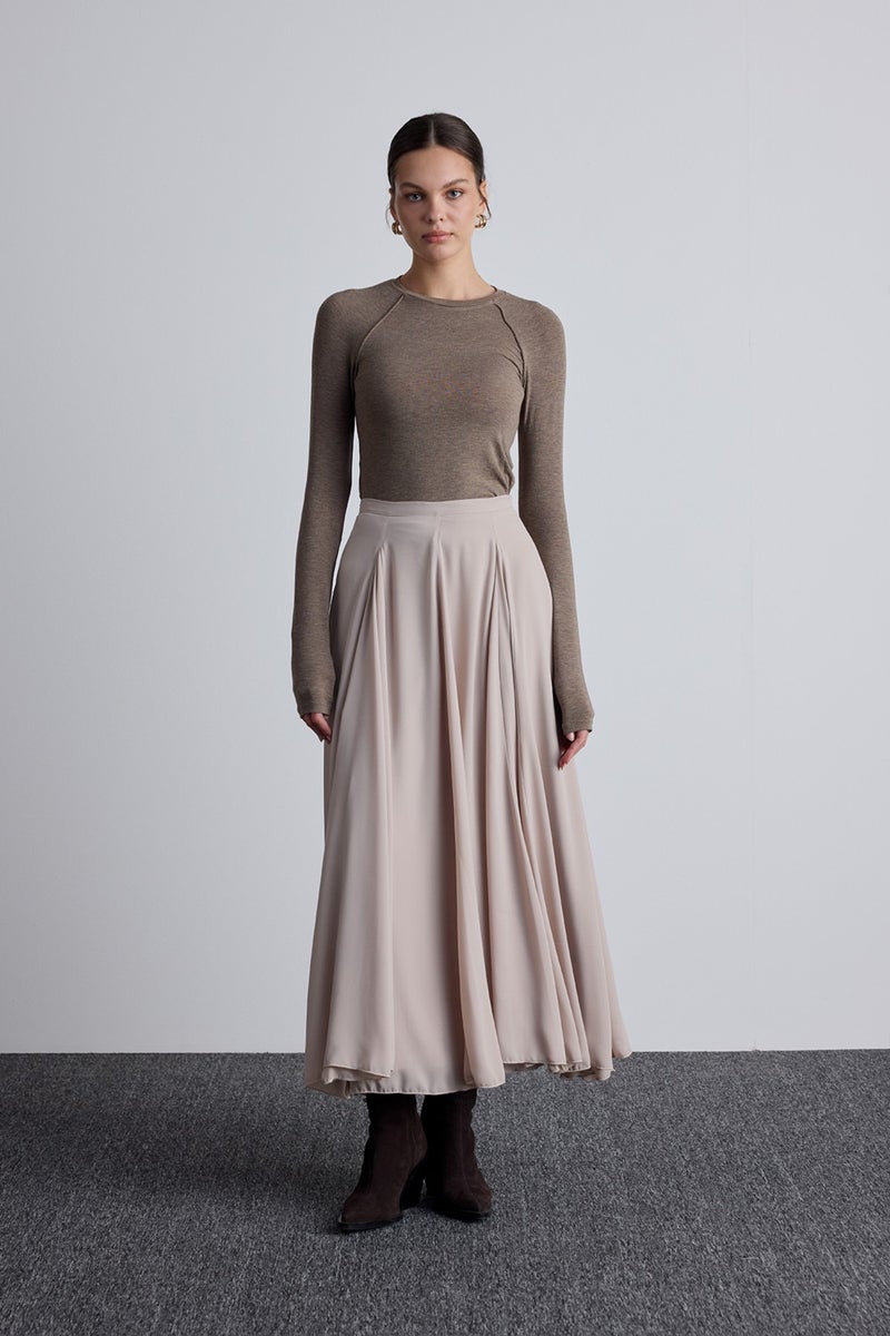 Manuka Flounce Wide Skirt Beige  - Image 2