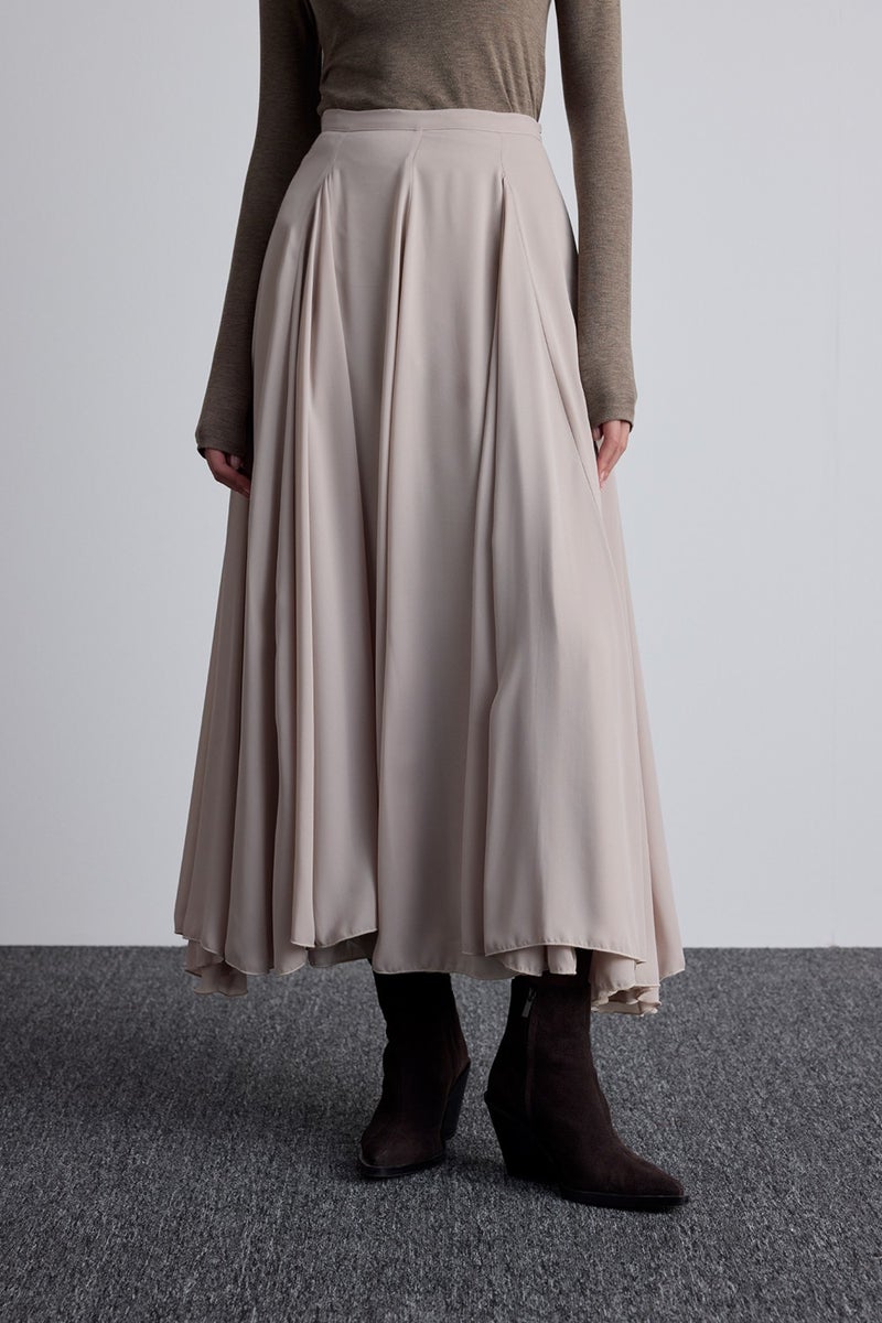 Manuka Flounce Wide Skirt Beige  - Image 5