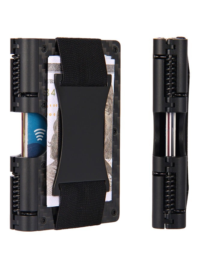 QUXIS RFID Carbon Fiber Card Holder - Slim Wallet | Credit Card Protector | Money Clip | Gift For Men | Anti-Theft Case Slim Design Fits In Front Pocket, Real Carbon Fiber Rfid Blocking, Simple Gift For Men, Black  - Image 1