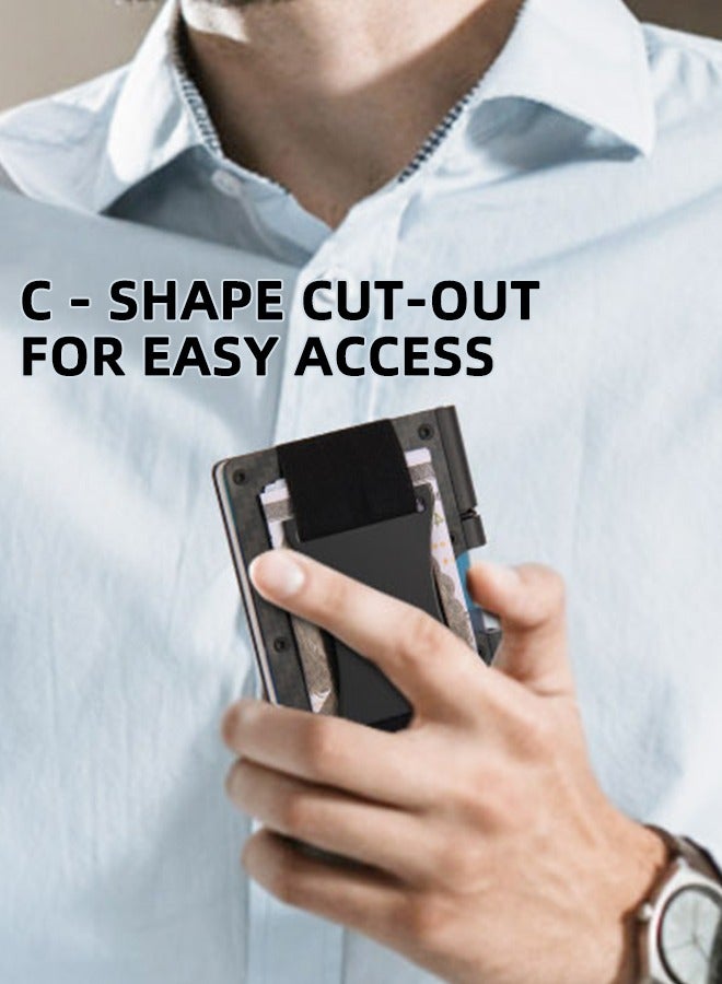 QUXIS RFID Carbon Fiber Card Holder - Slim Wallet | Credit Card Protector | Money Clip | Gift For Men | Anti-Theft Case Slim Design Fits In Front Pocket, Real Carbon Fiber Rfid Blocking, Simple Gift For Men, Black  - Image 3