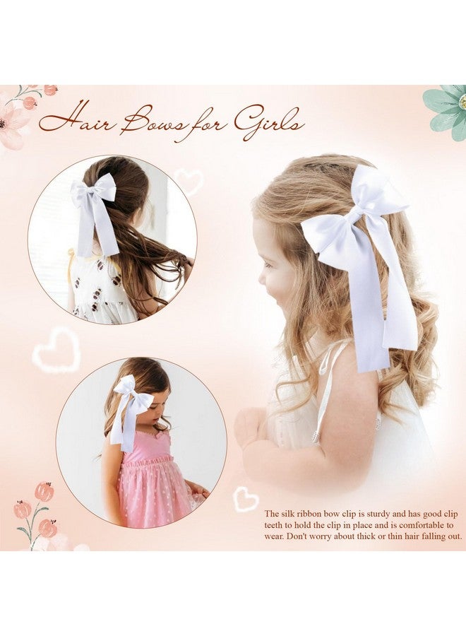 NCMAMA 2Pcs Hair Bows For Girls Hair Clip White Silk Hair Bow Ribbon Hair Accessories For Women Toddlers Infant Teens Kids - Image 5