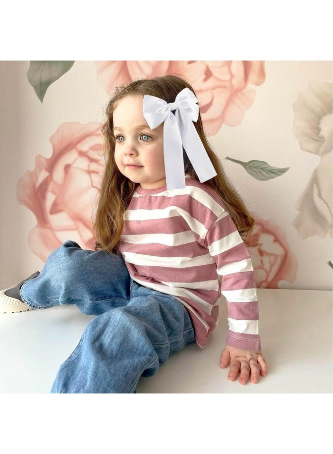 NCMAMA 2Pcs Hair Bows For Girls Hair Clip White Silk Hair Bow Ribbon Hair Accessories For Women Toddlers Infant Teens Kids - Image 2