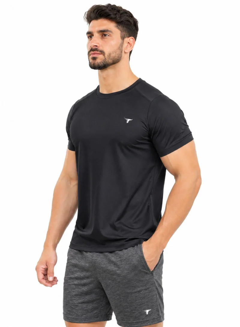 Thugfit Men's Short Sleeve Workout Slim Fit T-Shirts - Black