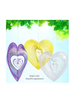 Excefore 3Pcs Heart Design Strong Visual Bird Repellent Reflective Pinwheels Deterrent Scarers Sparkly Wind Spinner for Anti-Bird Places Gold Silver Purple 3D Beating Flowing-Light Effect Garden Decorations  - Image 2
